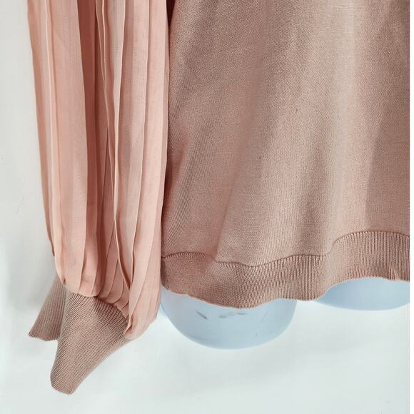 Adrianna Papell Blush Ruffle Neck Pleated Sleeve Sweater Women’s Size Large - Picture 5 of 9